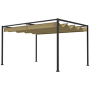 13' x 10' Patio Pergola with Retractable Canopy - Khaki-DECOROLALA