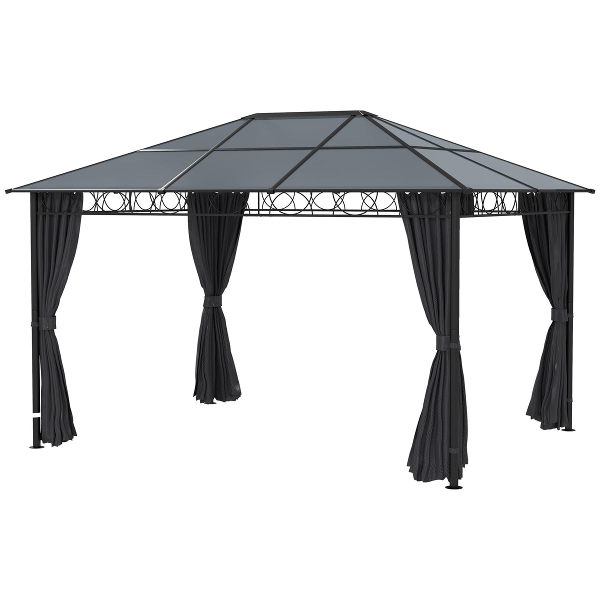 13' x 10' Polycarbonate Hardtop Gazebo - Dark Grey Aluminum Frame-Gazebos-DECOROLALA