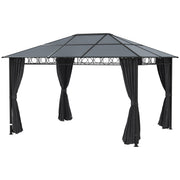 13' x 10' Polycarbonate Hardtop Gazebo - Dark Grey Aluminum Frame-DECOROLALA