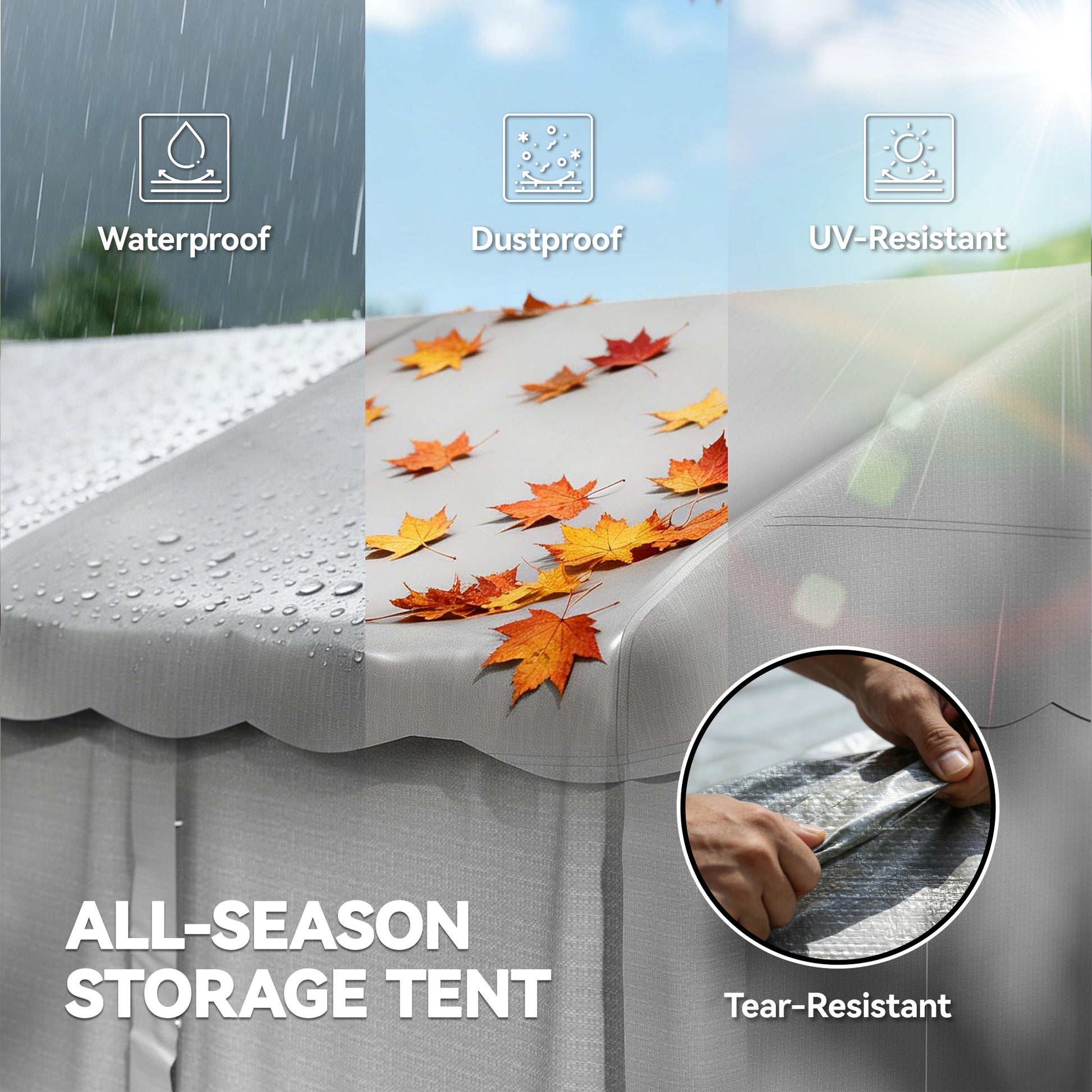 13' x 10' Portable Storage Shed Tent - Light Grey PE Fabric-Patio & Garden > Lawn & Garden > Sheds > Portable Shed-DECOROLALA