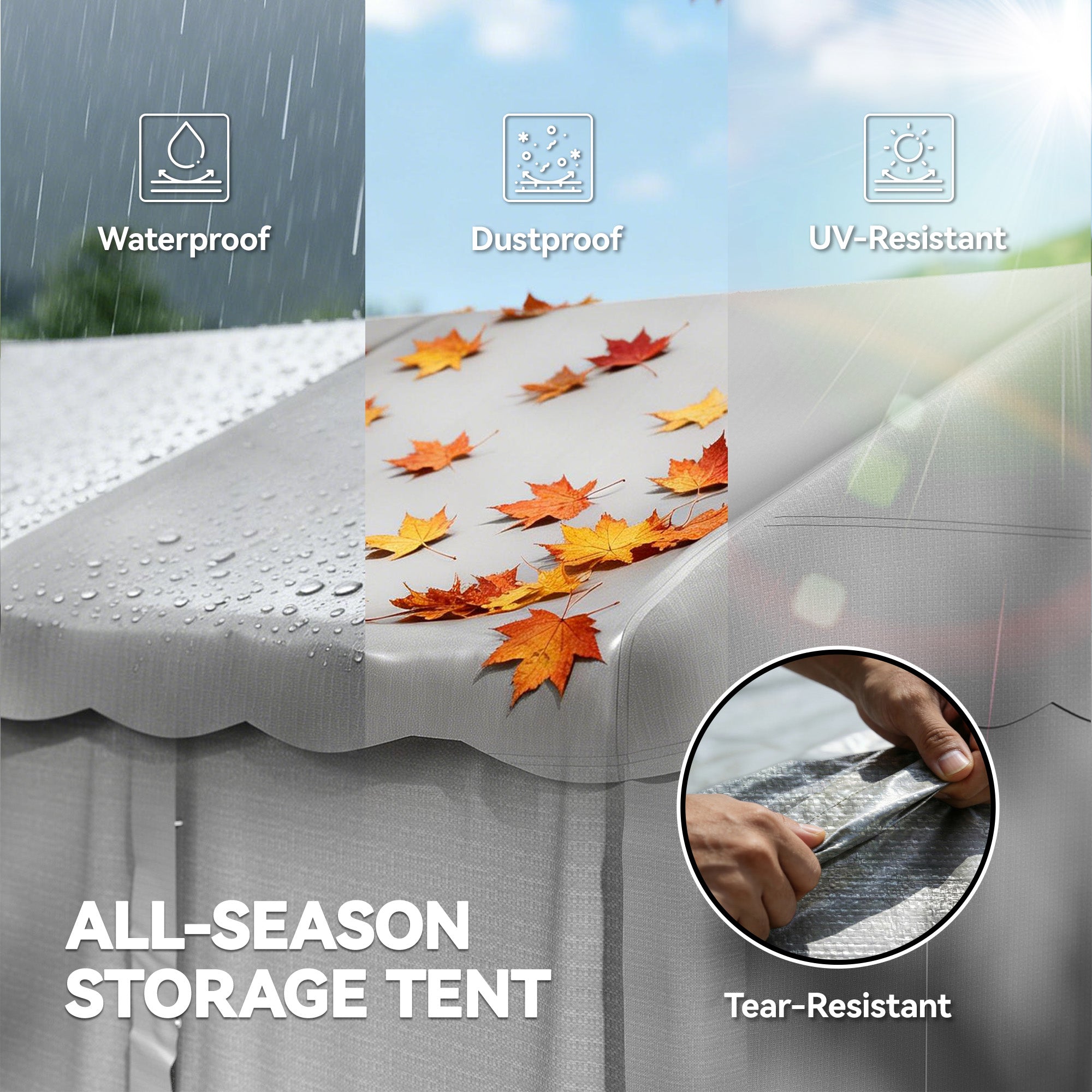 13' x 10' Portable Storage Shed Tent - Light Grey PE Fabric-Patio & Garden > Lawn & Garden > Sheds > Portable Shed-DECOROLALA
