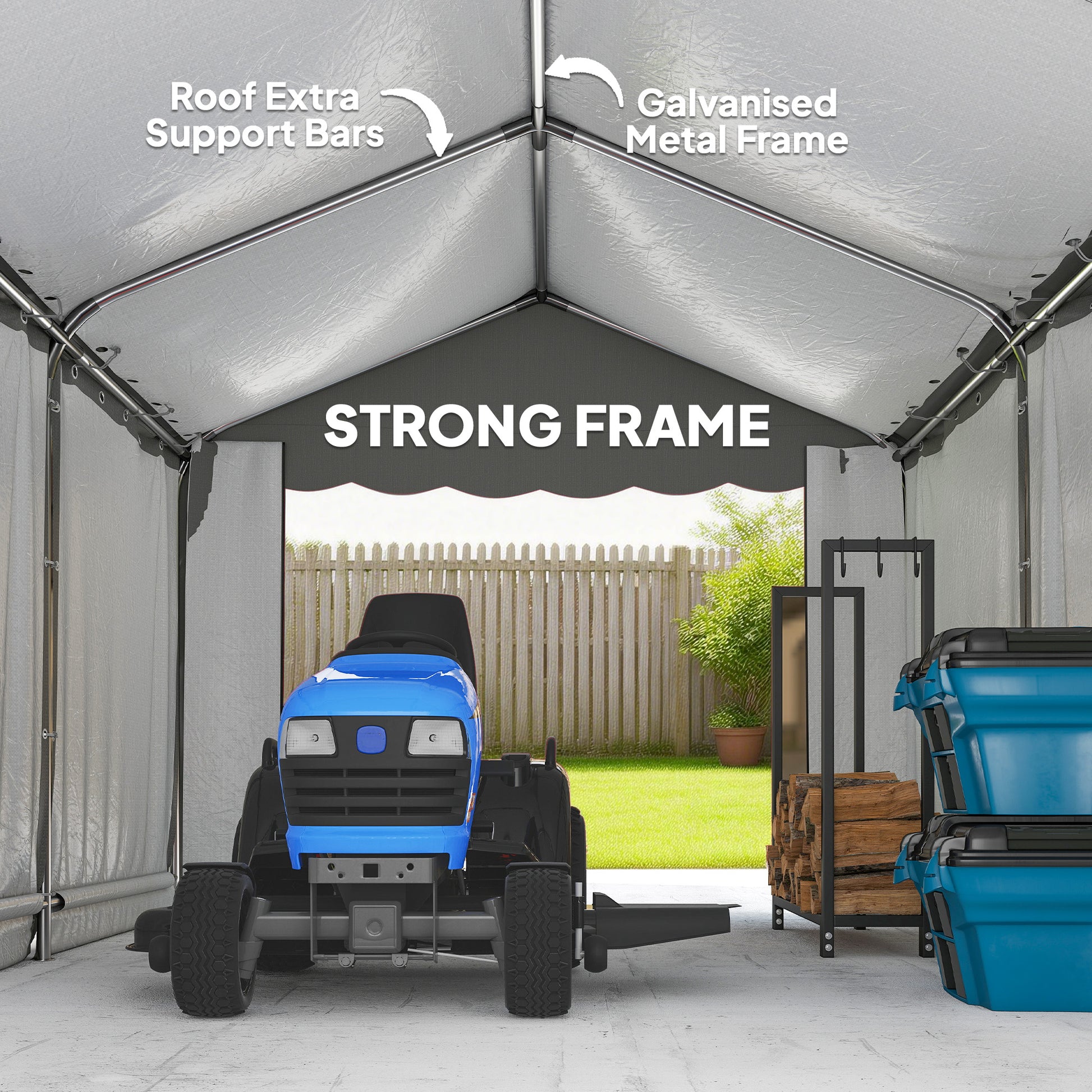 13' x 10' Portable Storage Shed Tent - Light Grey PE Fabric-Patio & Garden > Lawn & Garden > Sheds > Portable Shed-DECOROLALA