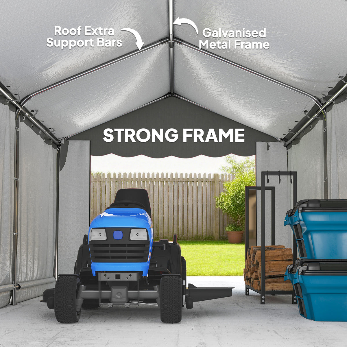13' x 10' Portable Storage Shed Tent - Light Grey PE Fabric-Patio & Garden > Lawn & Garden > Sheds > Portable Shed-DECOROLALA