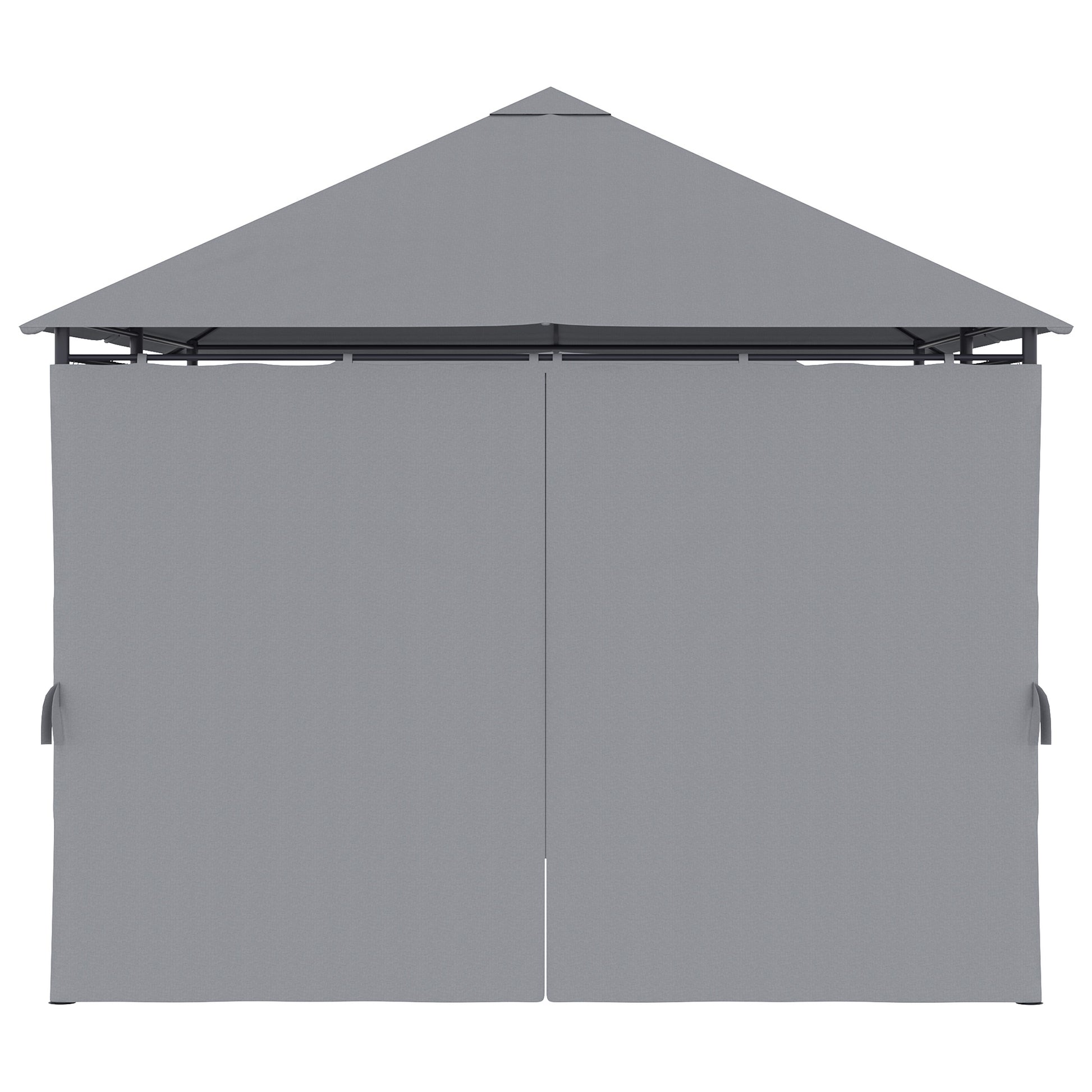13' x 10' Steel Patio Gazebo Tent with 6 Curtains, Grey-DECOROLALA