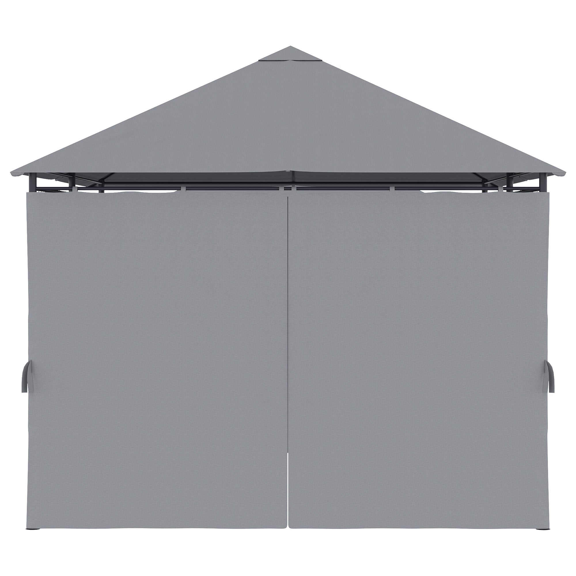 13' x 10' Steel Patio Gazebo Tent with 6 Curtains, Grey-DECOROLALA