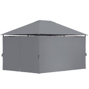 13' x 10' Steel Patio Gazebo Tent with 6 Curtains, Grey-DECOROLALA