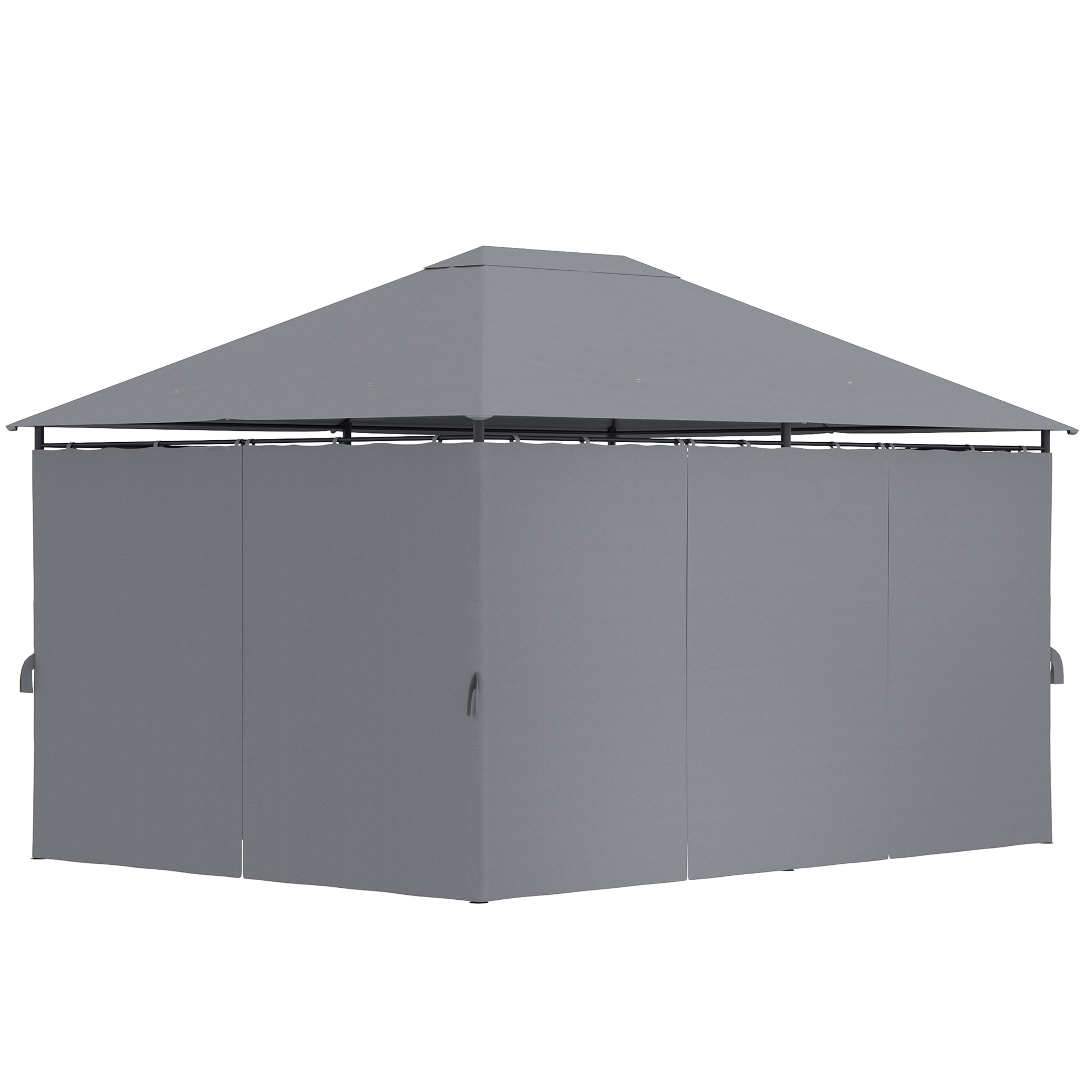 13' x 10' Steel Patio Gazebo Tent with 6 Curtains, Grey-DECOROLALA