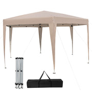 13 x 11.5 FT Hexagonal Pop-Up Height Adjustable Canopy Tent with Dressed Legs-Khaki-Canopies-DECOROLALA