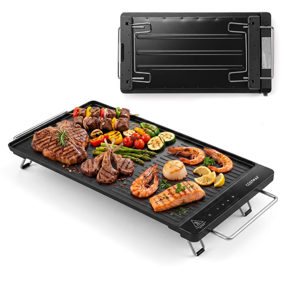 1300W Indoor Electric Grill with Removable Touch Panel-Black-Kitchen Appliances-DECOROLALA