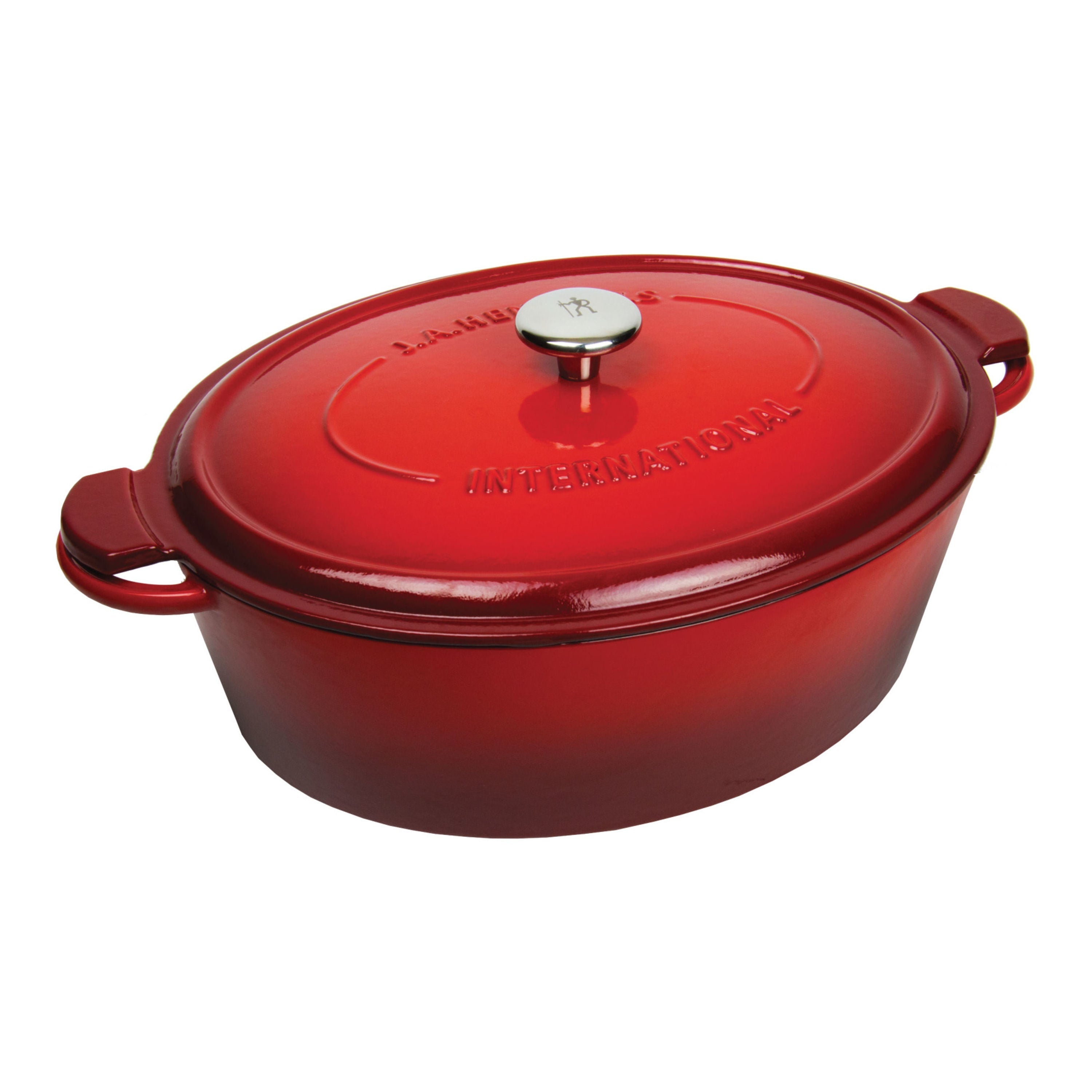 HENCKELS 4.4 L Cast Iron Oval French Oven, Red-n/a-DECOROLALA