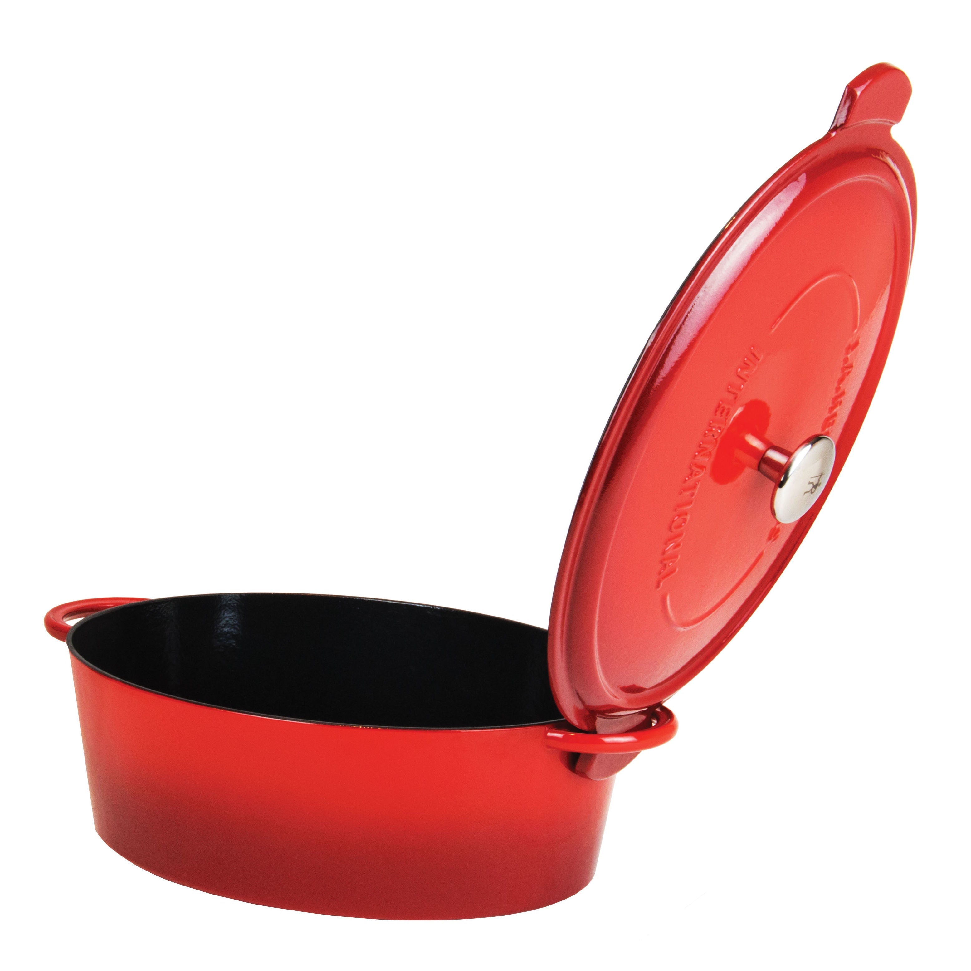 HENCKELS 4.4 L Cast Iron Oval French Oven, Red-n/a-DECOROLALA