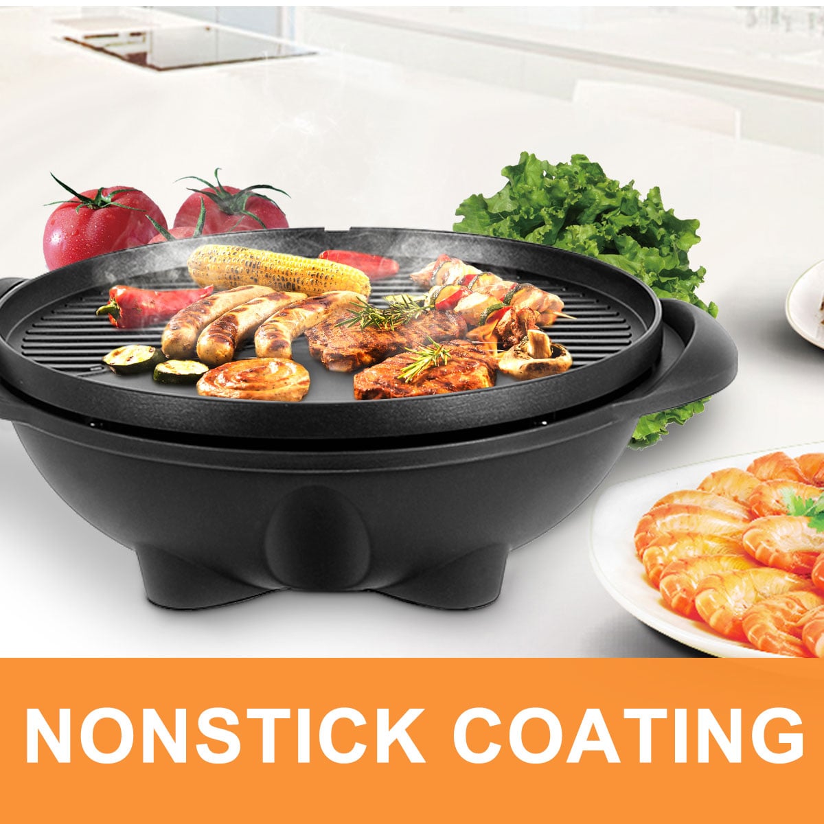 1350 W Outdoor Electric BBQ Grill with Removable Stand Easy to Install-Black-Outdoor Grills-DECOROLALA