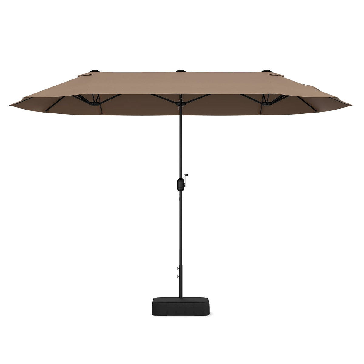 13FT Double-sided Patio Twin Table Umbrella with Crank Handle-Tan-Outdoor Umbrellas-DECOROLALA