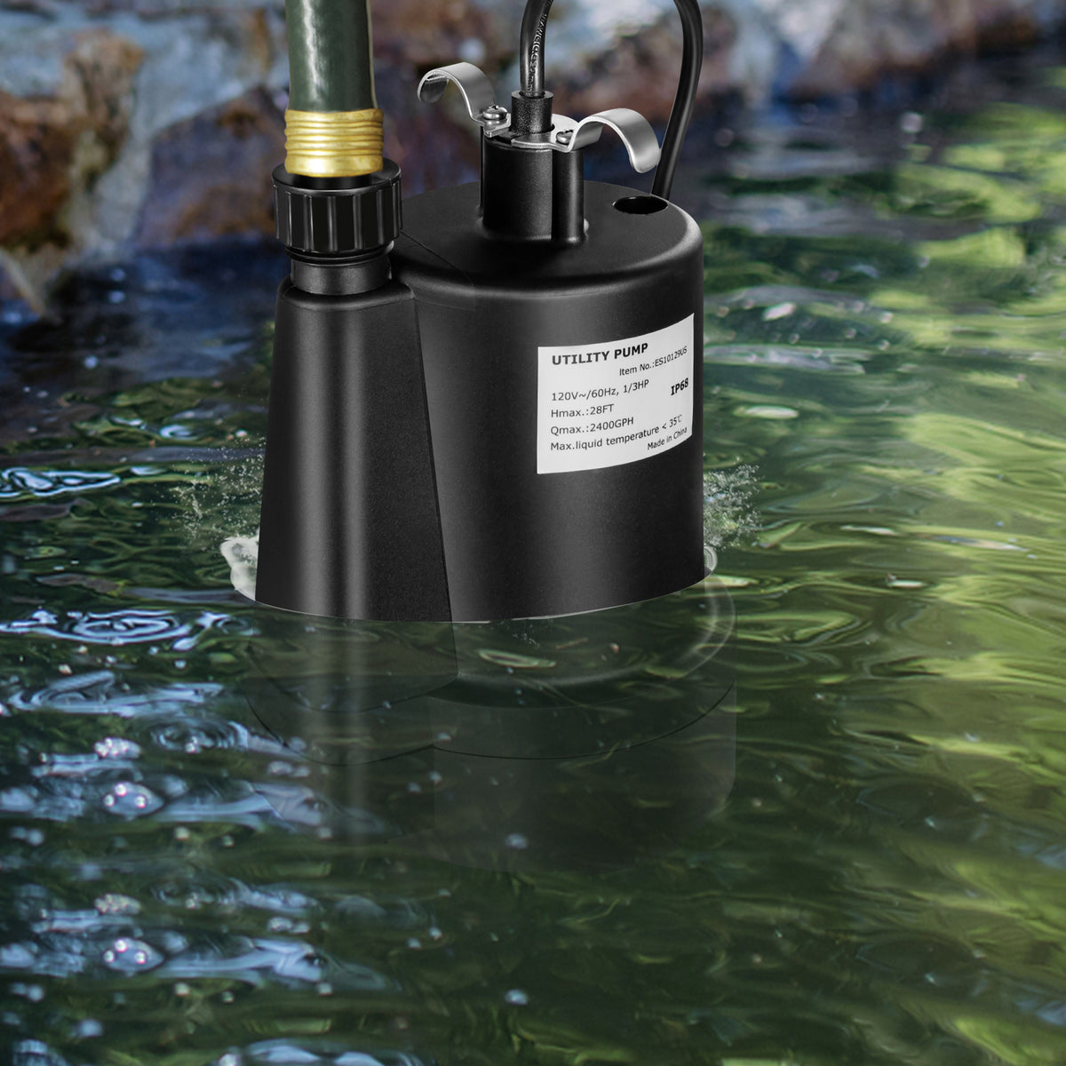 1/3HP 2400GPH Submersible Utility Pump Portable Electric Water Pump with 10 FT Cord-Watering & Irrigation-DECOROLALA