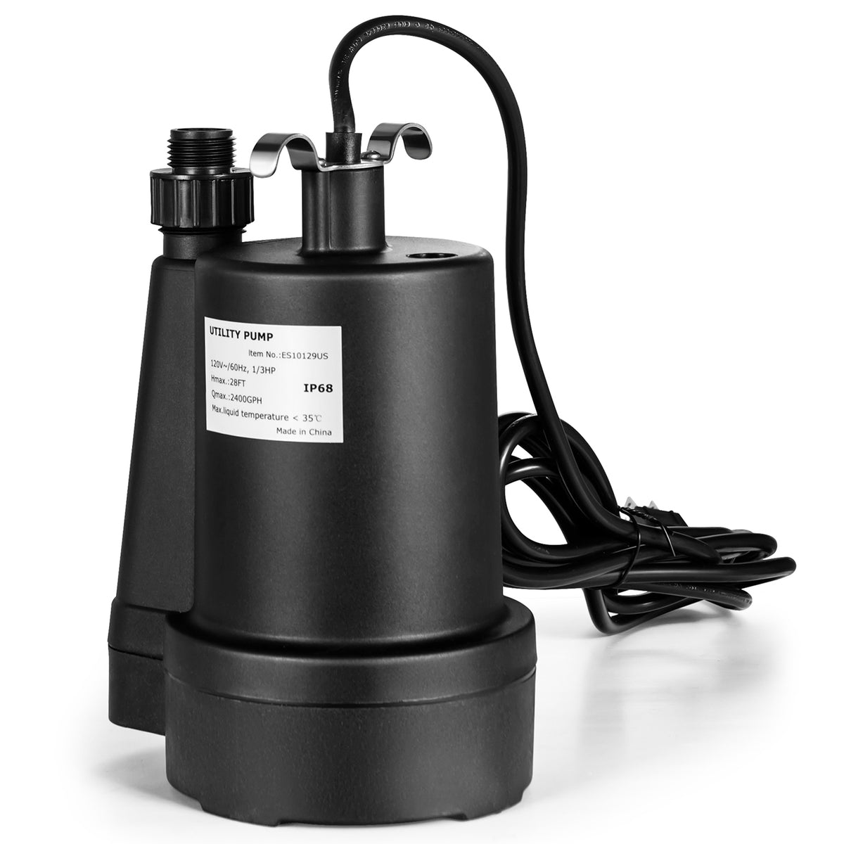 1/3HP 2400GPH Submersible Utility Pump Portable Electric Water Pump with 10 FT Cord-Watering & Irrigation-DECOROLALA