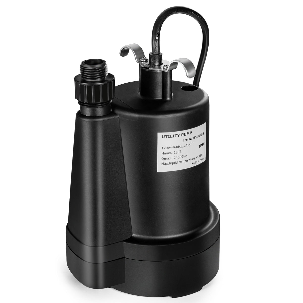 1/3HP 2400GPH Submersible Utility Pump Portable Electric Water Pump with 10 FT Cord-Watering & Irrigation-DECOROLALA