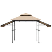 13.5 x 4 Feet Patio BBQ Grill Gazebo Canopy with Dual Side Awnings-Beige-Gazebos-DECOROLALA