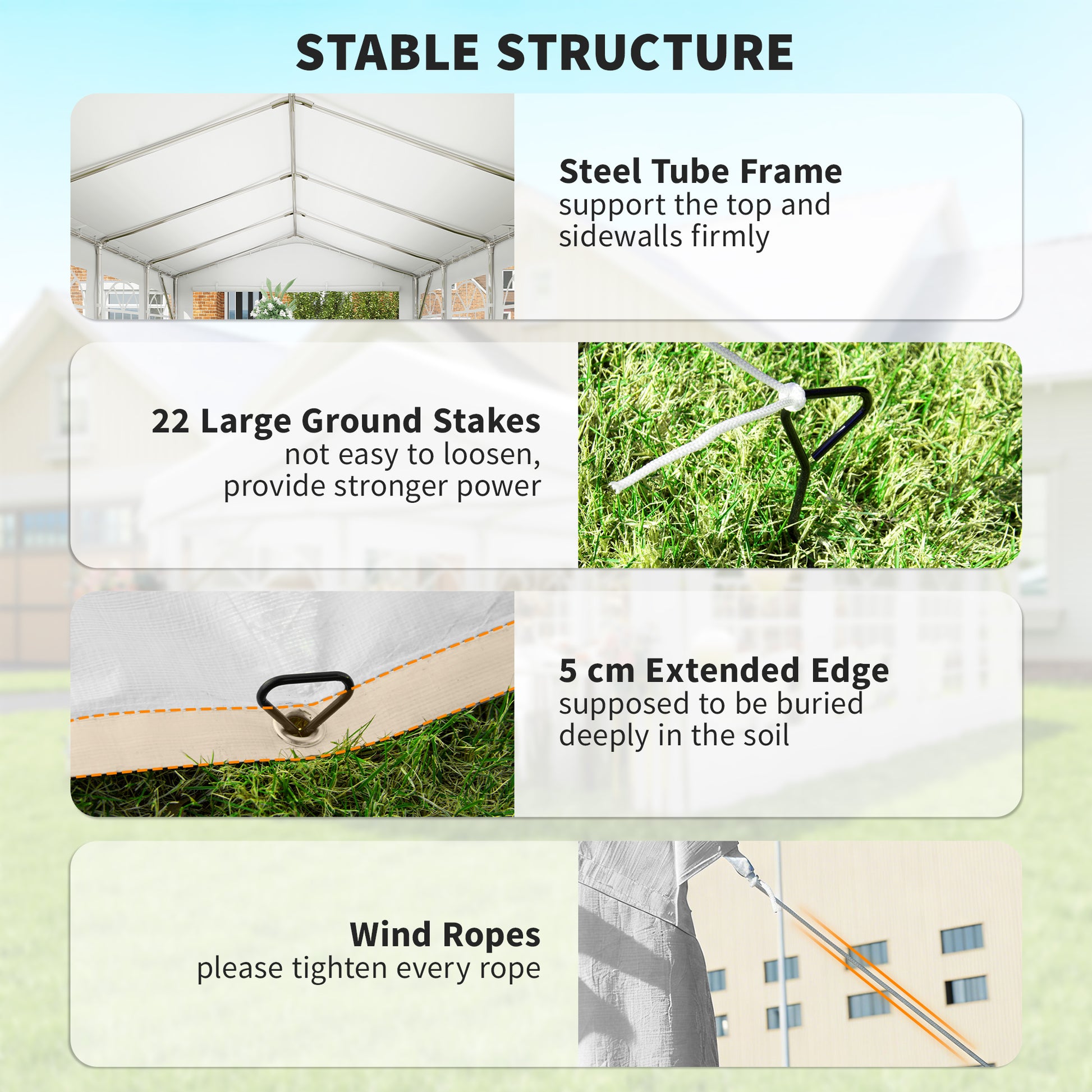 13'x26' Heavy Duty Party Tent & Carport - White PE Steel-Patio & Garden > Wedding & Events Tents > Canopy Tents-DECOROLALA