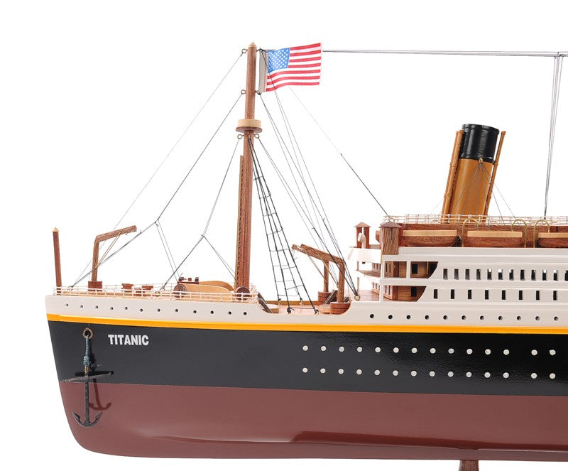 14" Black and Red Solid Wood Hand Painted 1912 RMS Titanic Large Model Boat-Sculptures-DECOROLALA