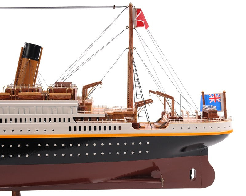 14" Black and Red Solid Wood Hand Painted 1912 RMS Titanic Large Model Boat-Sculptures-DECOROLALA