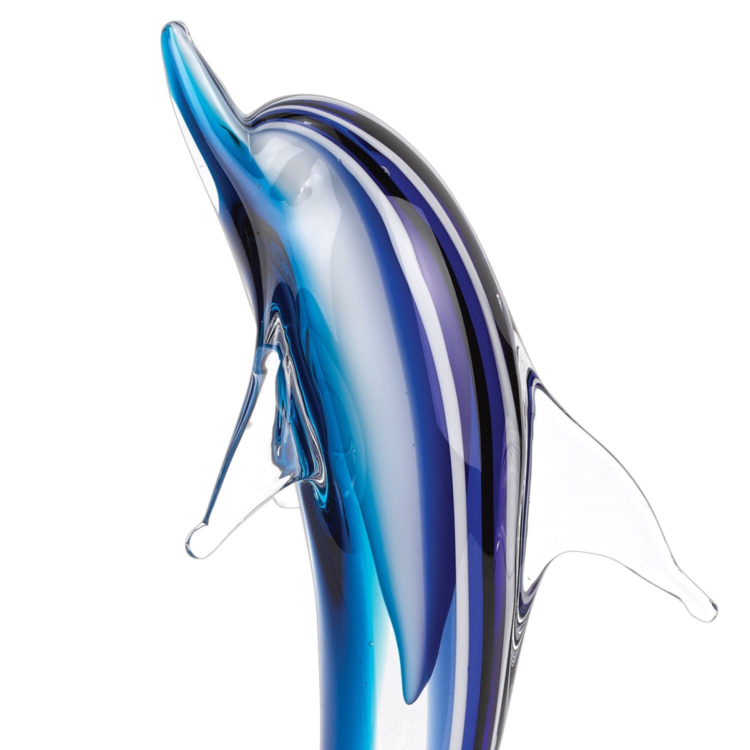 14" Blue Murano Glass Dolphin Figurine Tabletop Sculpture-Sculptures-DECOROLALA