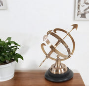 14" Brass And Black Metal Hand Painted Figurine Tabletop Sculpture-Sculptures-DECOROLALA