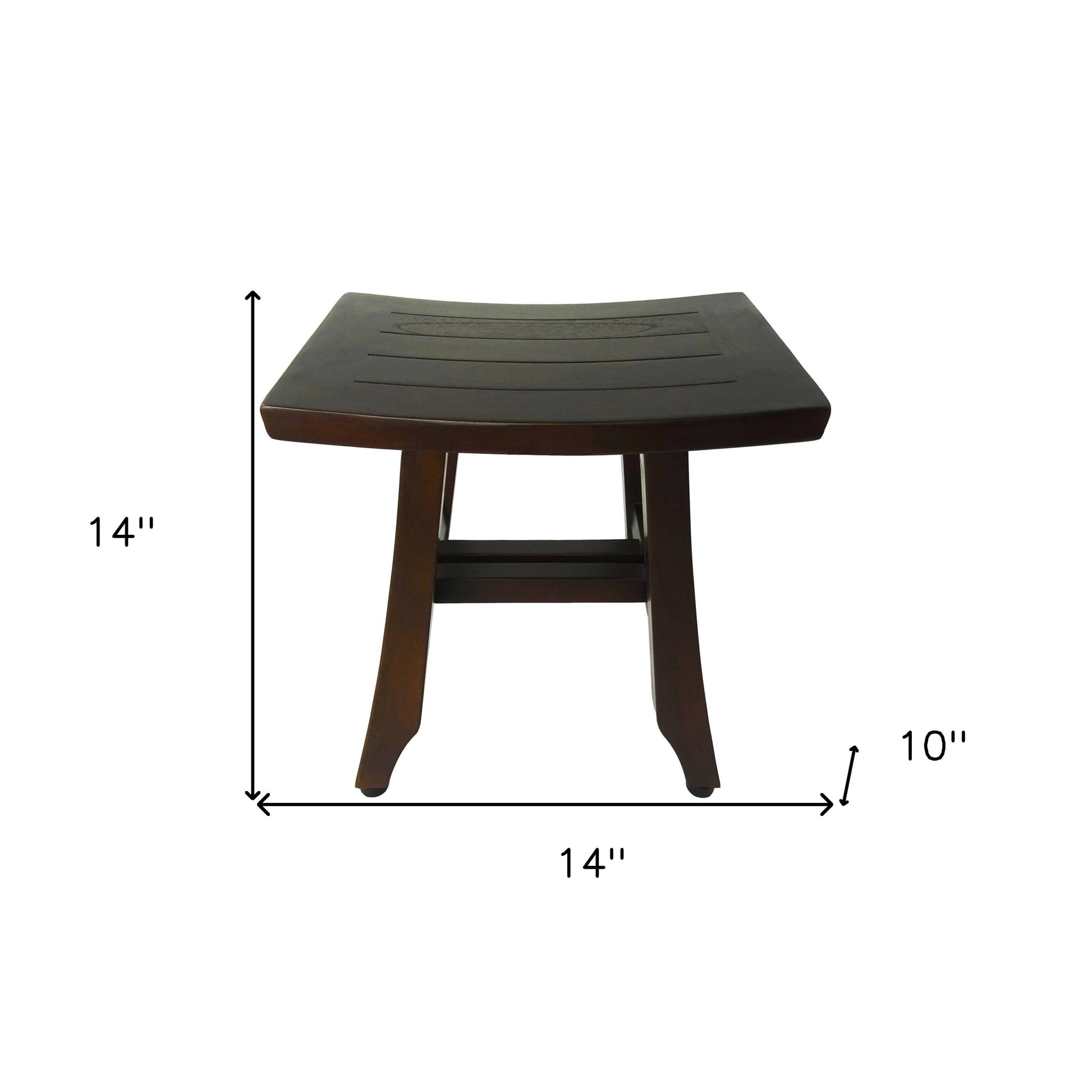 14" Brown Teak Shower Bench-Shower Benches-DECOROLALA