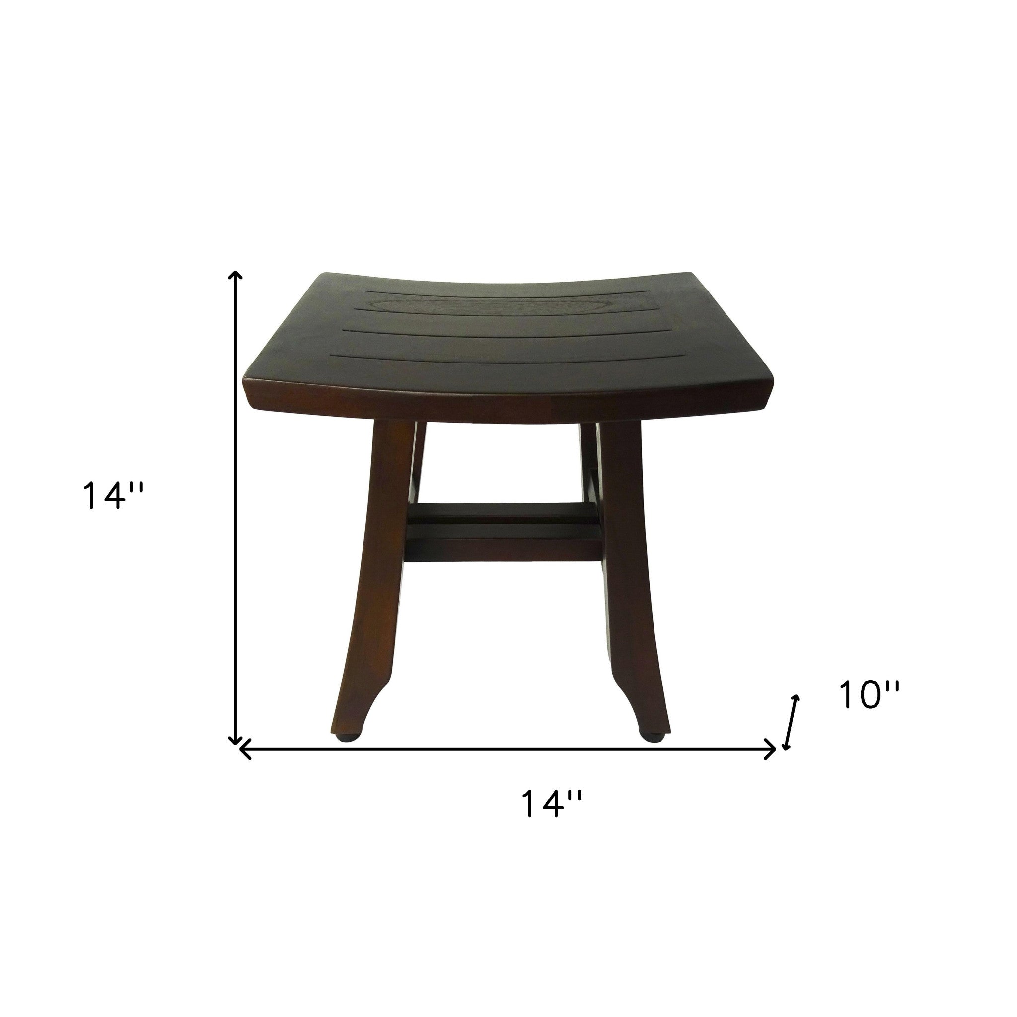 14" Brown Teak Shower Bench-Shower Benches-DECOROLALA