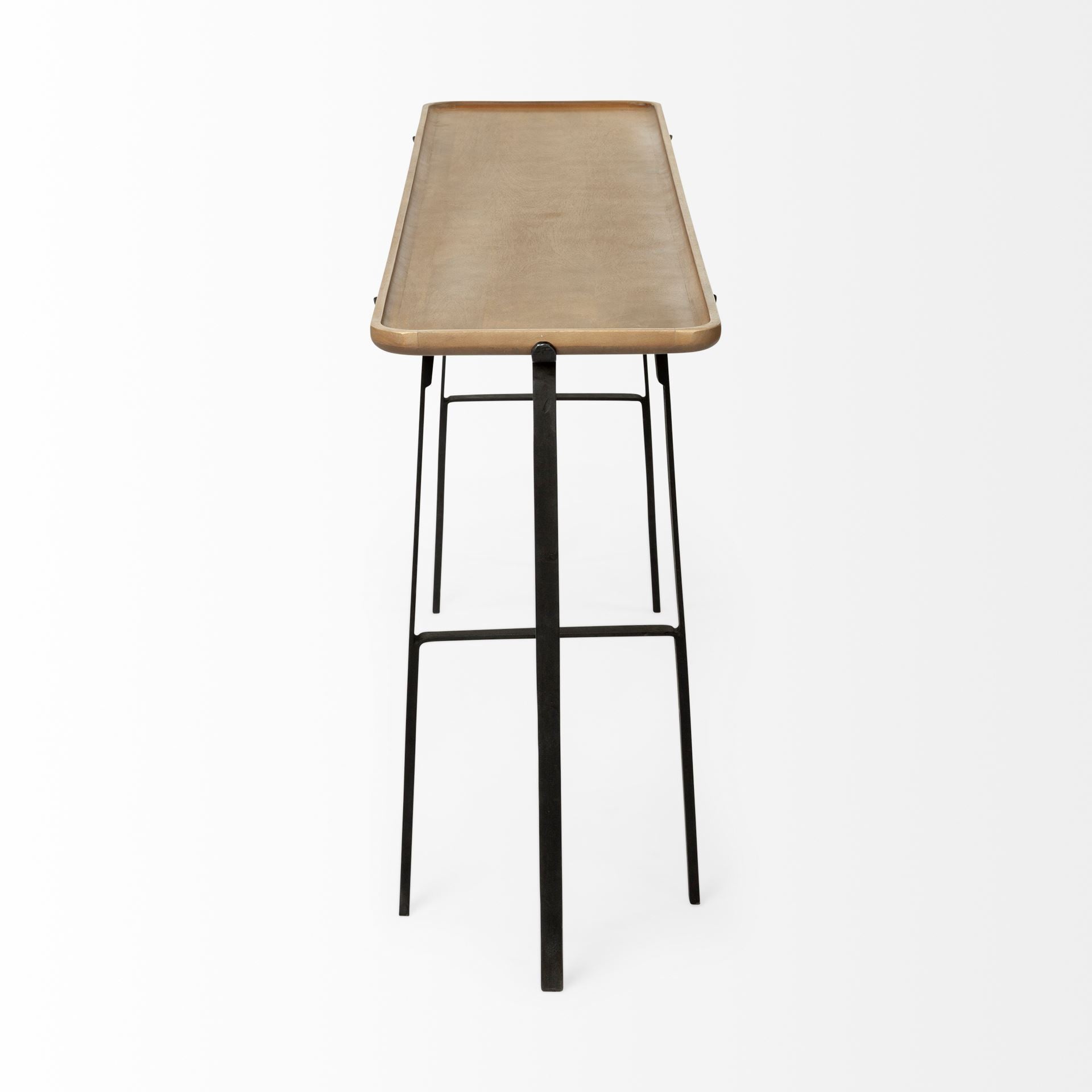 14" Brown and Black Solid Wood Trestle Console Table-Console Tables-DECOROLALA