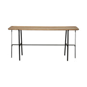 14" Brown and Black Solid Wood Trestle Console Table-Console Tables-DECOROLALA