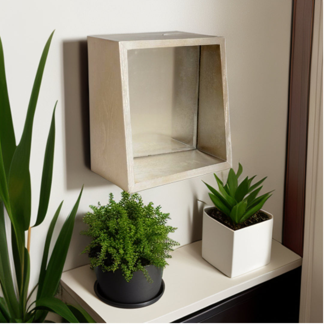 14" Champagne Wood Box Framed Accent Mirror-Mirrors-DECOROLALA