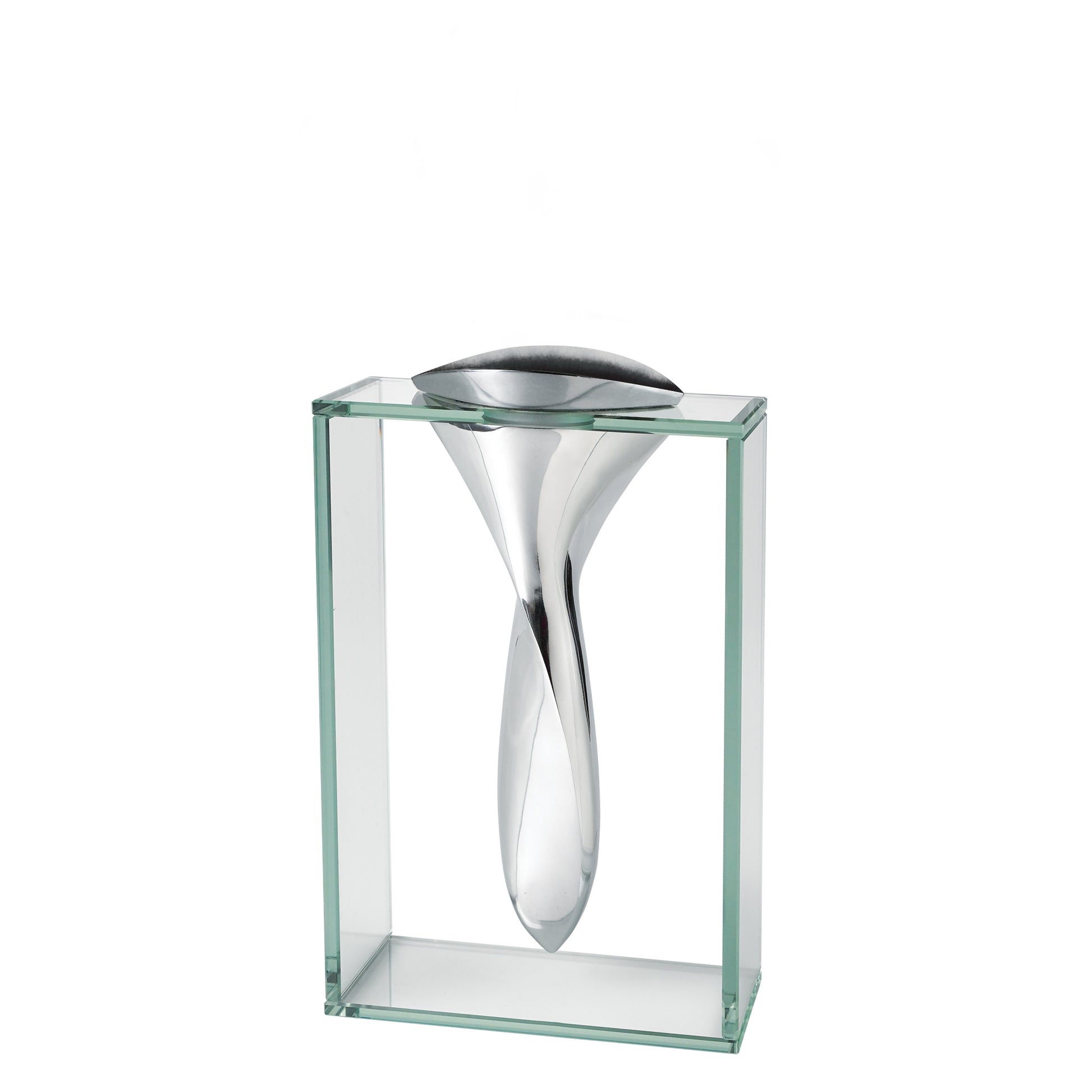 14" Clear Cylinder Aluminum And Crystal Glass Table Vase-Vases-DECOROLALA
