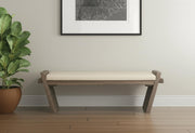 14" Cream and Brown Upholstered Linen Blend Bench-Benches-DECOROLALA