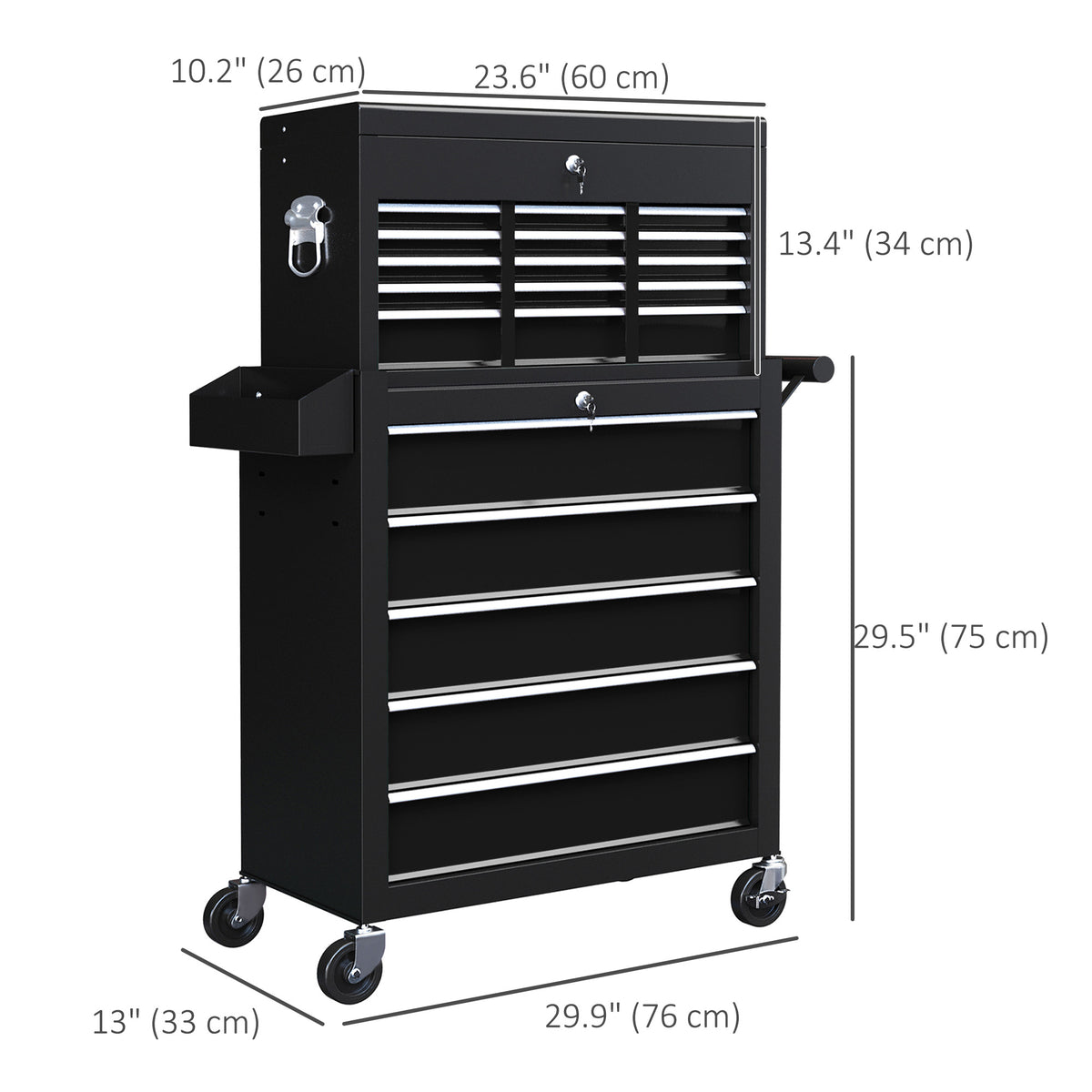 14 Drawer Rolling Tool Chest - Lockable Steel Storage Black-Home Improvement > Tools > Tool Organizers-DECOROLALA