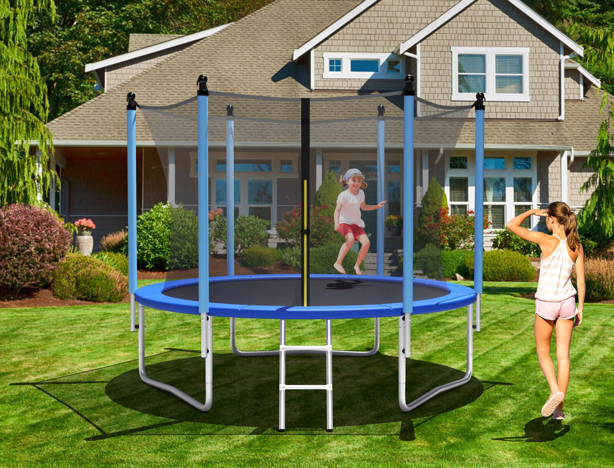 14 Ft Recreational Trampoline with Safety Net and Ladder-Trampolines-DECOROLALA