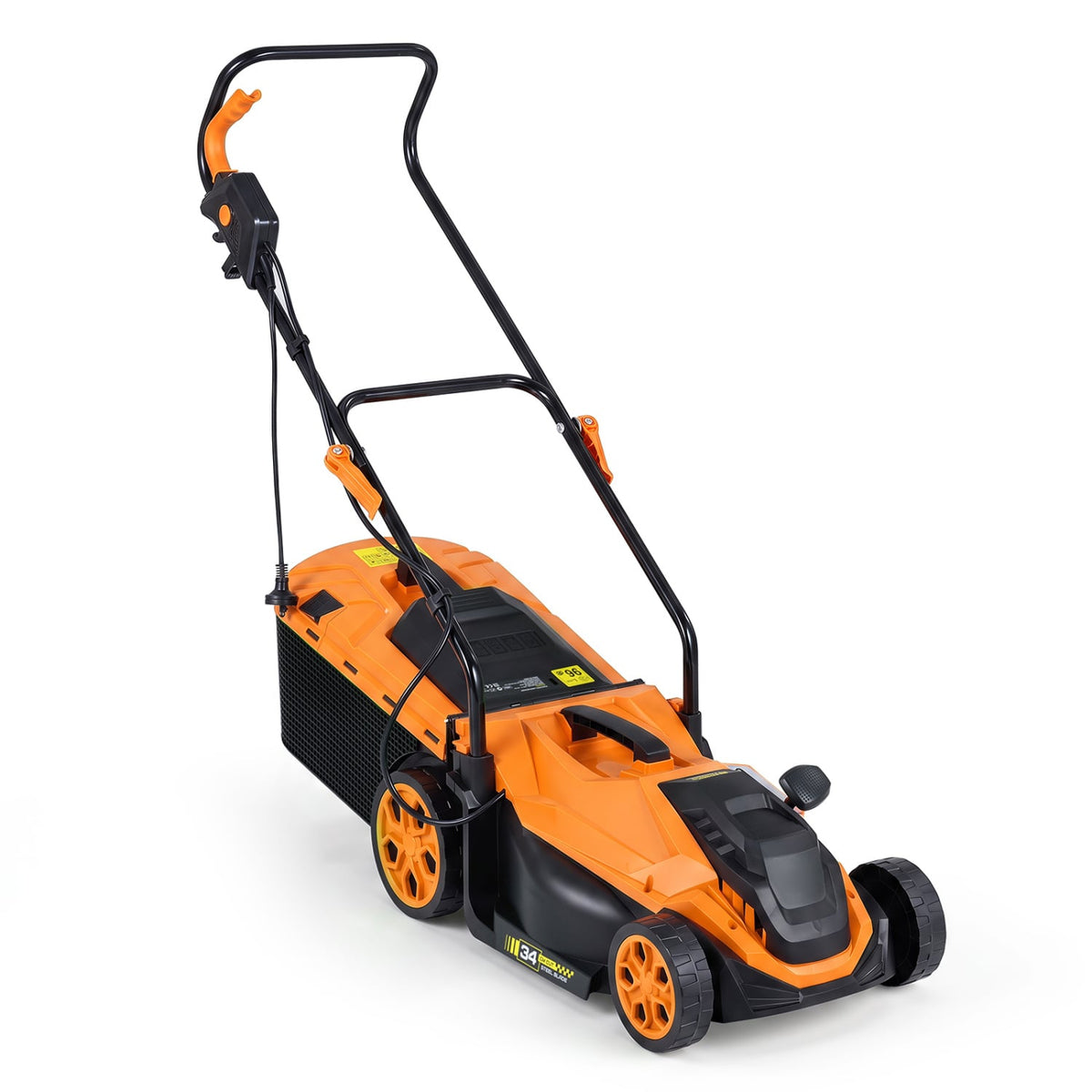 14-Inch 12-Amp Corded Electric Lawn Mower w/ 5-Position Height Adjustment-Orange-Lawn Care Tools-DECOROLALA