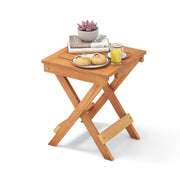 14 Inch Compact Folding Side Table with Slatted Tabletop-Patio Coffee Tables-DECOROLALA