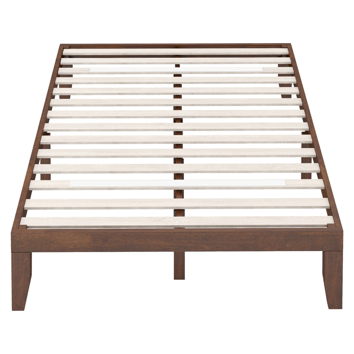 14 Inch Full Size Wood Platform Bed Frame with Wood Slat Support-Simple Bed Frame-DECOROLALA