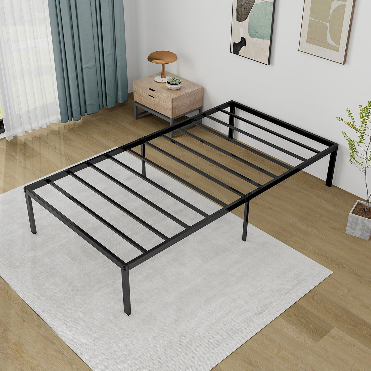 14 Inch Heavy Duty Metal Platform-Simple Bed Frame-DECOROLALA