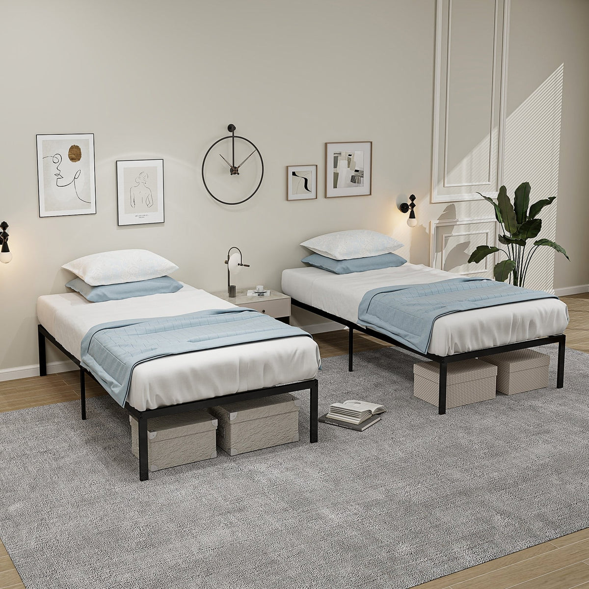 14 Inch Heavy Duty Metal Platform-Simple Bed Frame-DECOROLALA