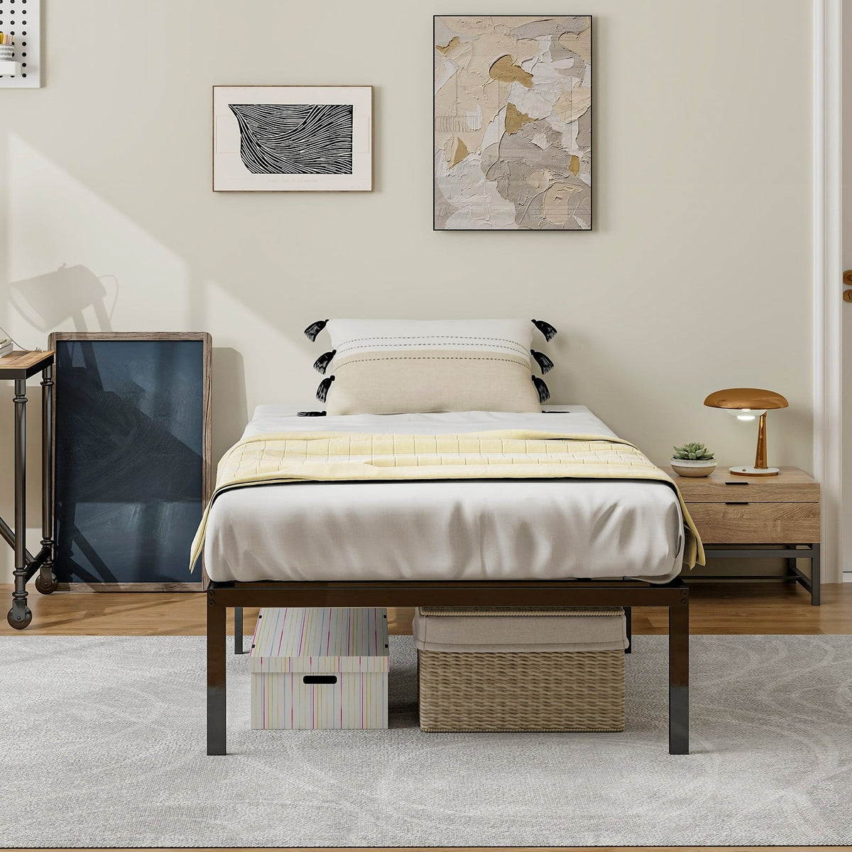 14 Inch Heavy Duty Metal Platform-Simple Bed Frame-DECOROLALA
