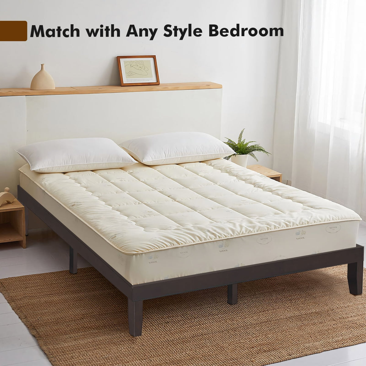 14 Inch King Size Wood Platform Bed Frame-Brown-Simple Bed Frame-DECOROLALA