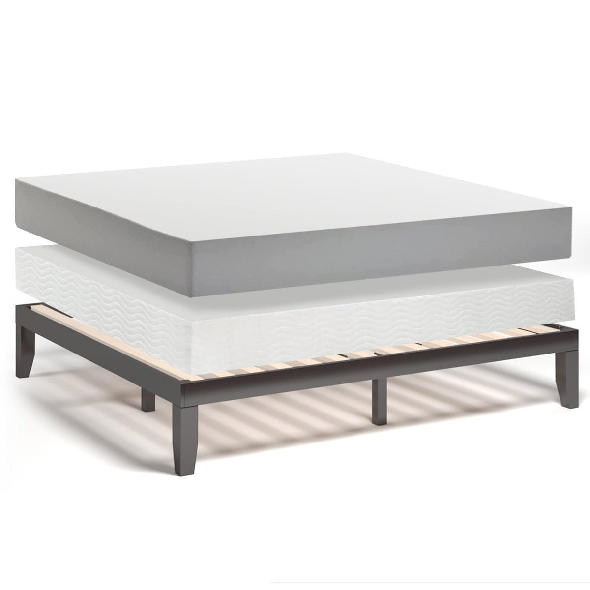 14 Inch King Size Wood Platform Bed Frame-Brown-Simple Bed Frame-DECOROLALA