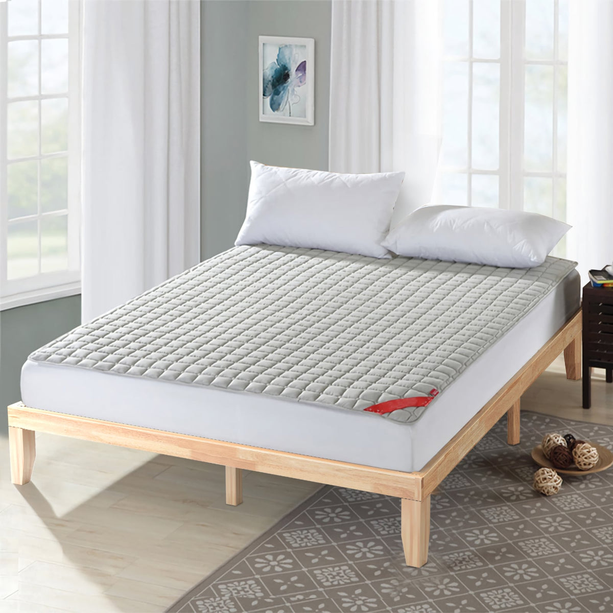 14 Inch King Size Wood Platform Bed Frame-Natural-Simple Bed Frame-DECOROLALA