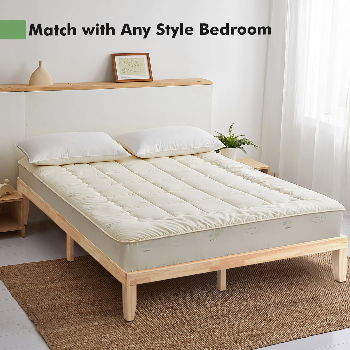14 Inch King Size Wood Platform Bed Frame-Natural-Simple Bed Frame-DECOROLALA