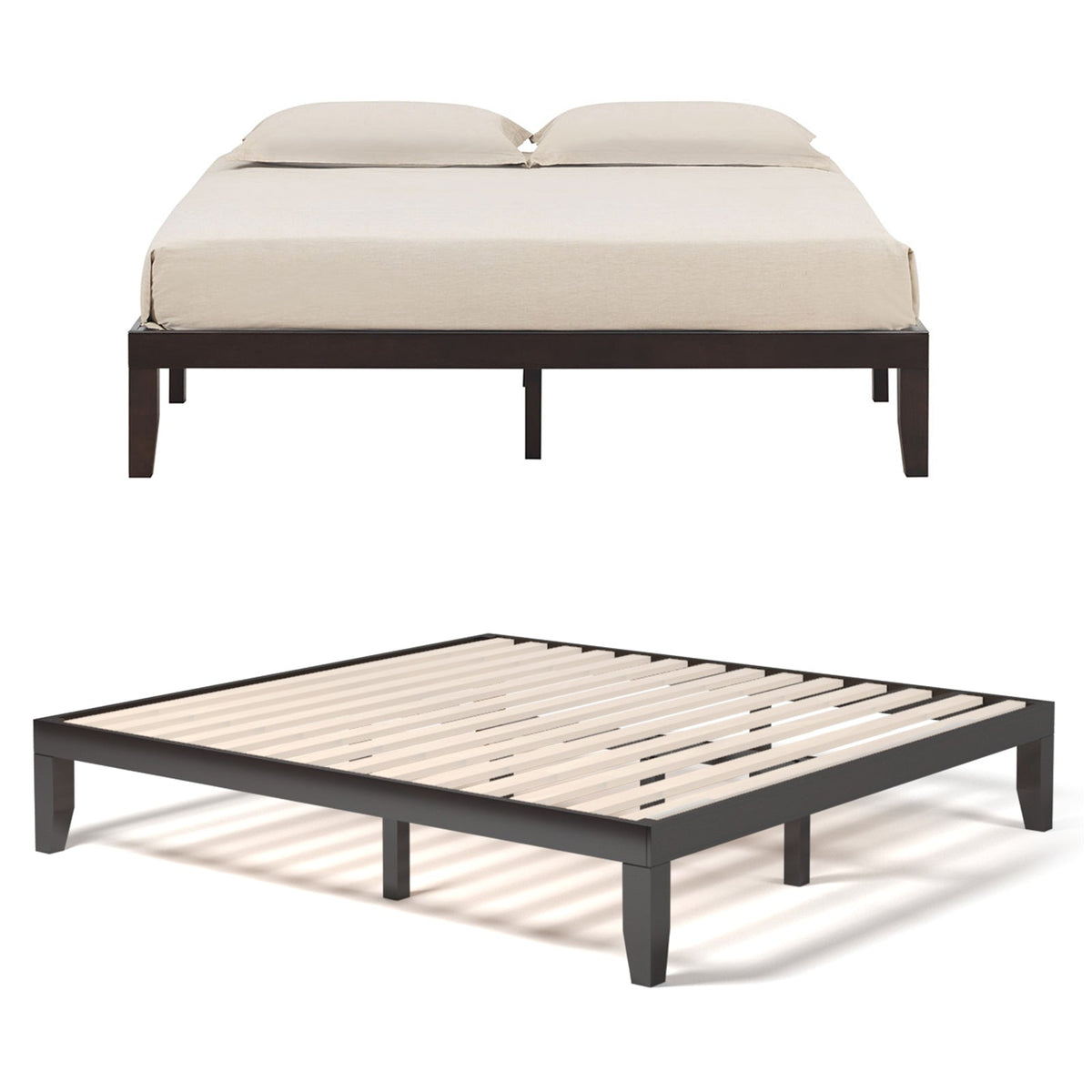 14 Inch King Size Wood Platform Bed Frame-Simple Bed Frame-DECOROLALA