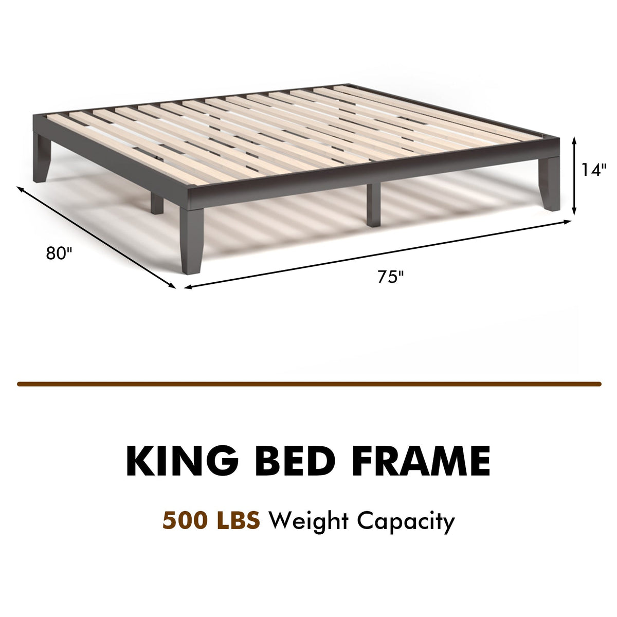 14 Inch King Size Wood Platform Bed Frame-Simple Bed Frame-DECOROLALA