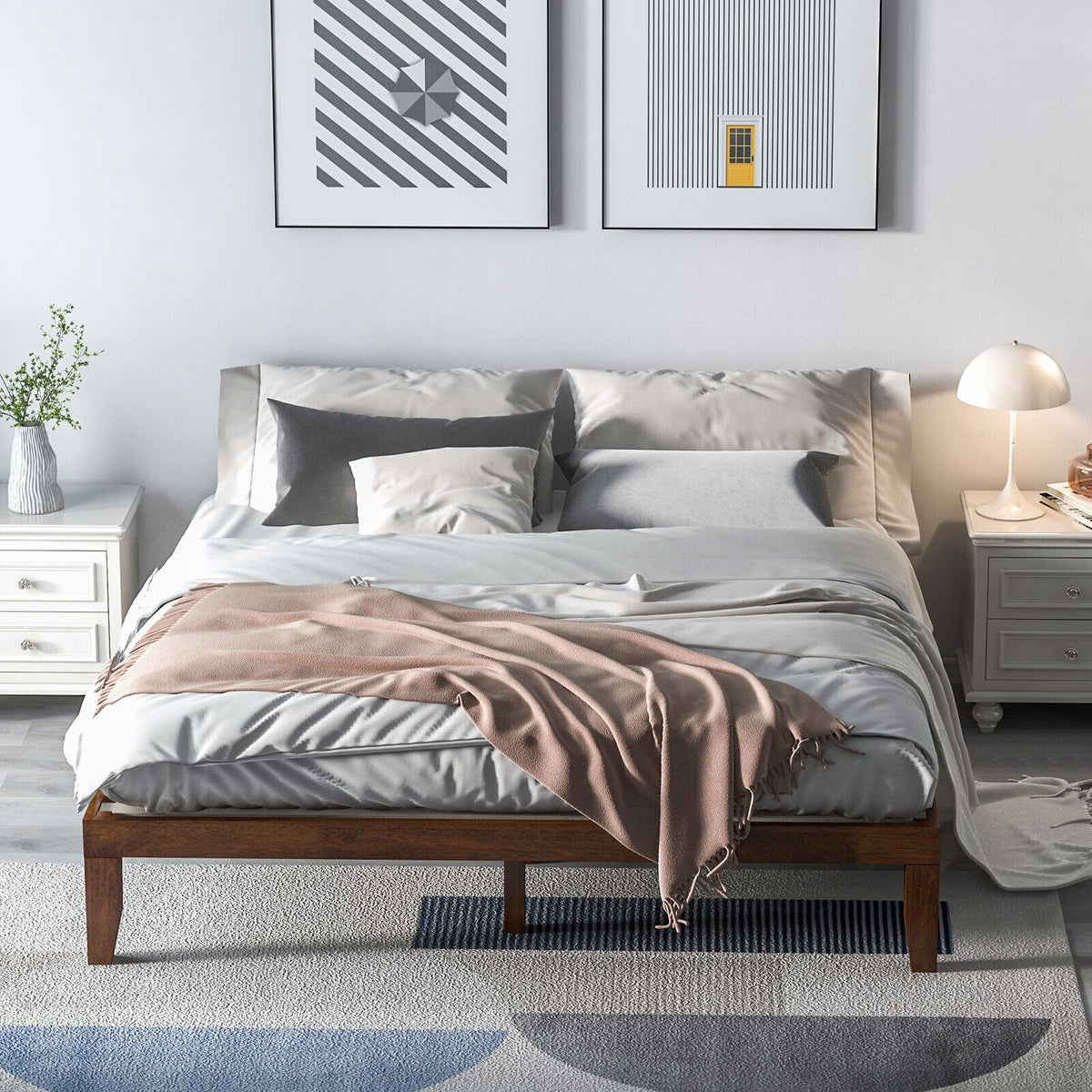 14 Inch King Size Wood Platform Bed Frame-Simple Bed Frame-DECOROLALA