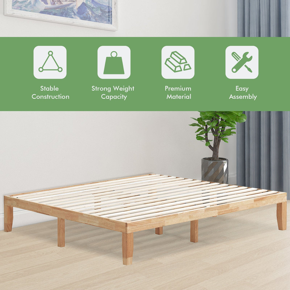 14 Inch King Size Wood Platform Bed Frame-Simple Bed Frame-DECOROLALA
