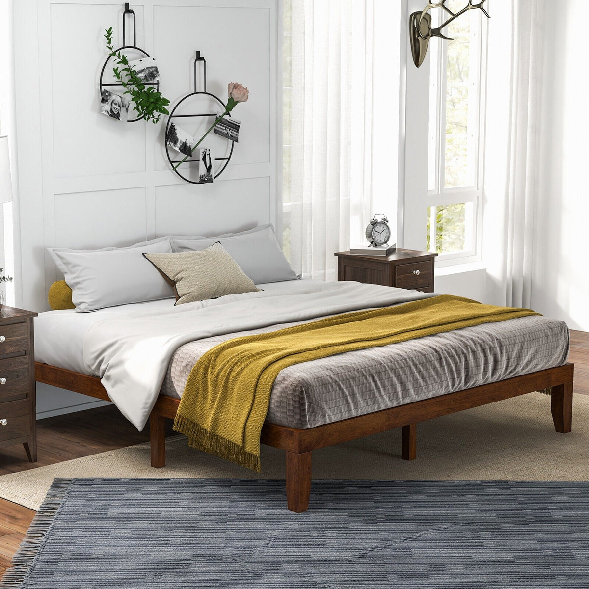 14 Inch King Size Wood Platform Bed Frame-Simple Bed Frame-DECOROLALA